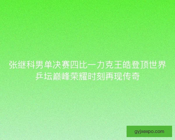张继科男单决赛四比一力克王皓登顶世界乒坛巅峰荣耀时刻再现传奇 张继科男单决赛四比一力克王皓登顶世界乒坛巅峰荣耀时刻再现传奇